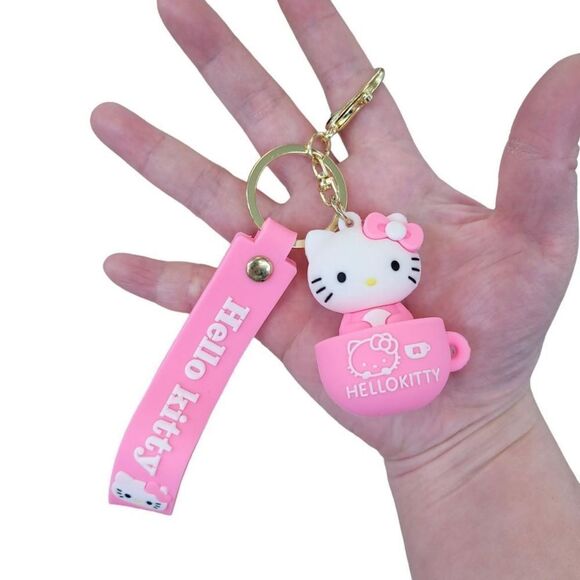Brand New Sanrio Hello Kitty Pink Coffee Cup Keychain - Picture 1 of 4